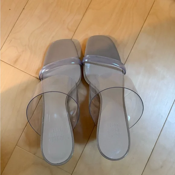 Maryam Nassir Zadeh Cream Wedge Sandals with Clear Straps - Picture 2 of 3